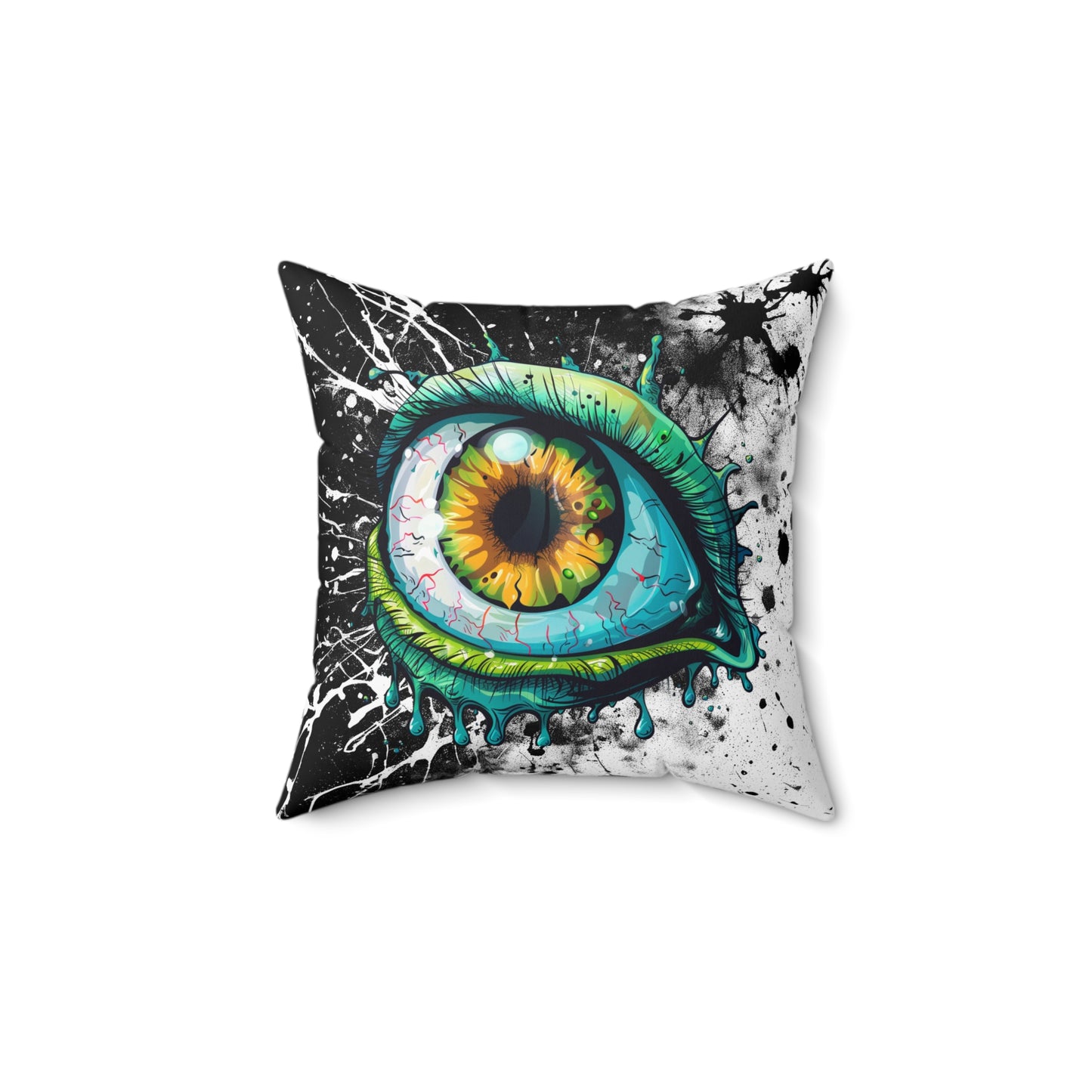 Halloween Theme Spun Polyester Square Pillow, One Eyeball Monster Halloween Decor, Accent for Any Room, Halloween and Monster Lovers