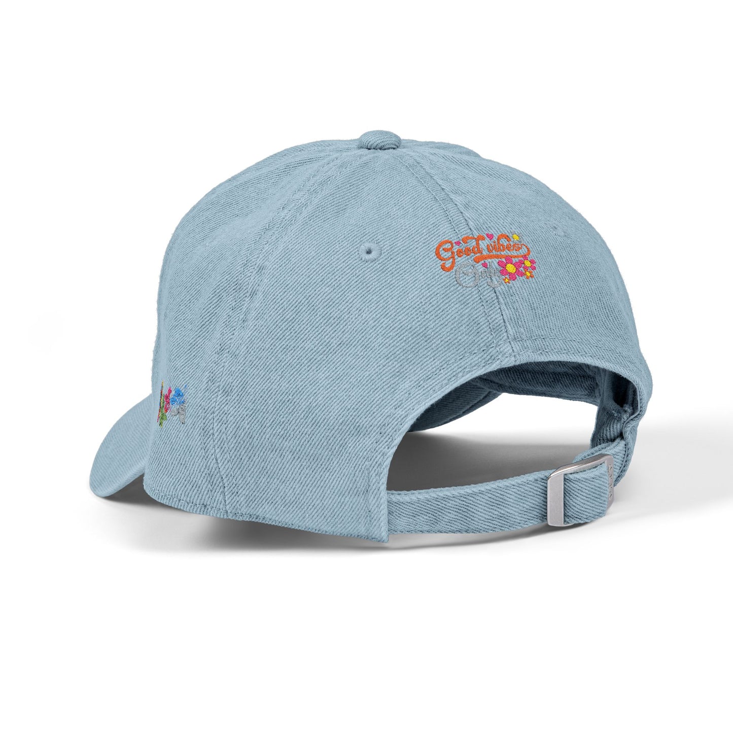Embroidered Denim Hat - 'Good Vibes Only' Cap