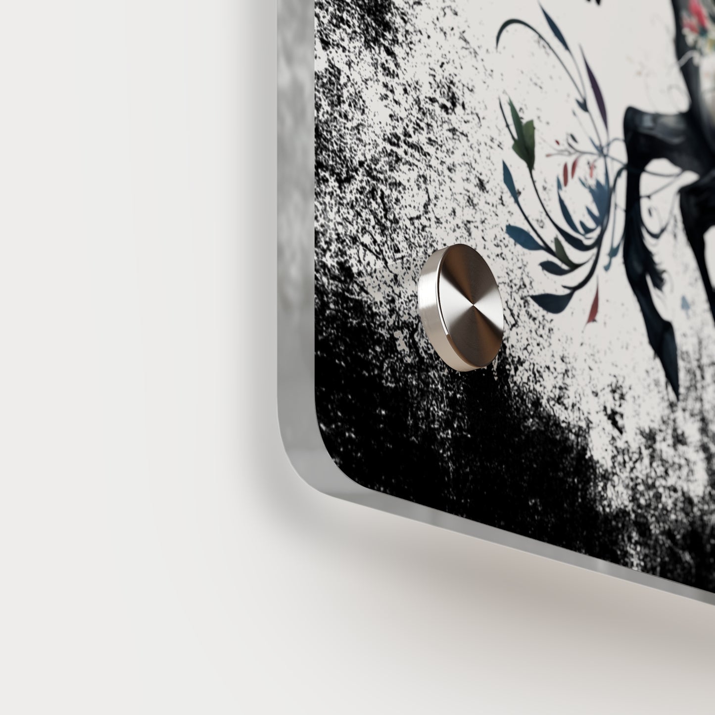 Floral Horse Acrylic Wall Art Panel - Modern Home Decor