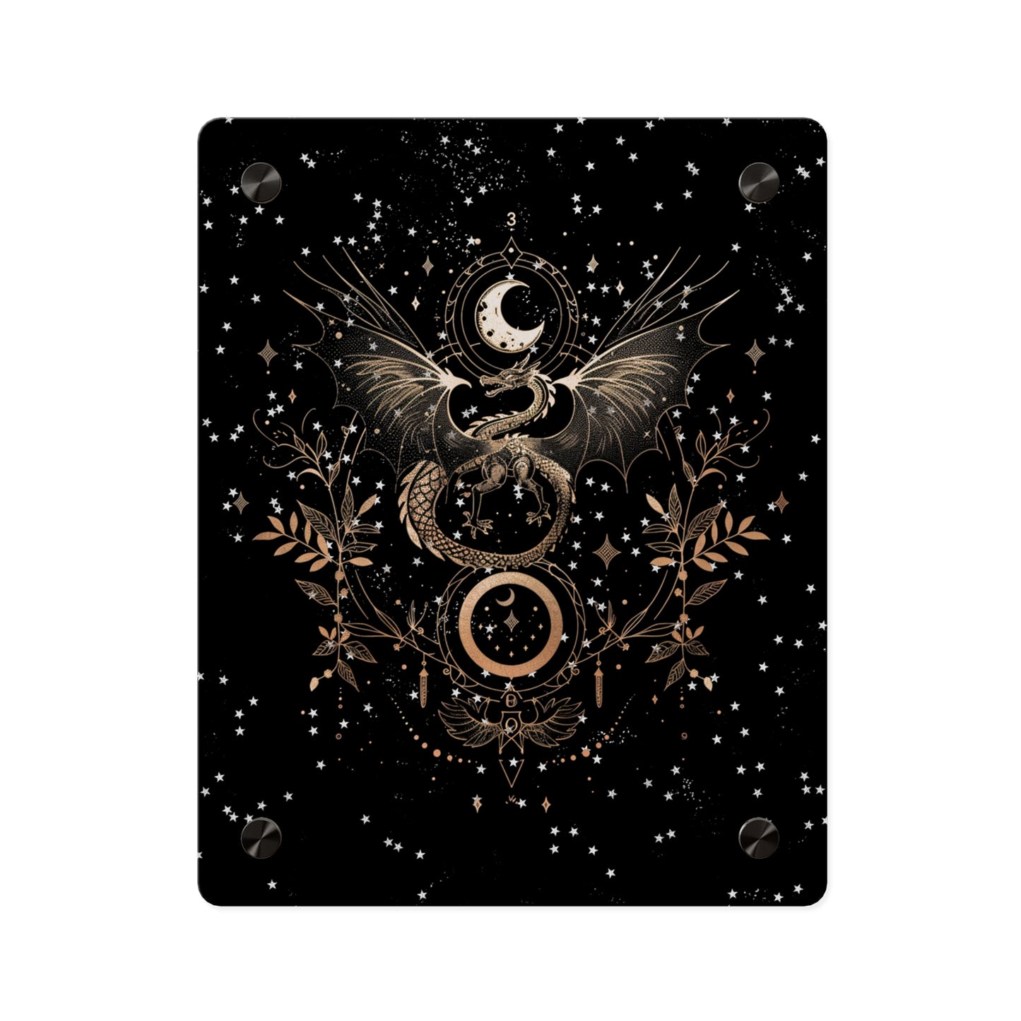 Celestial Acrylic Wall Art Panel - Mystical Dragon with Moon and Stars Decor