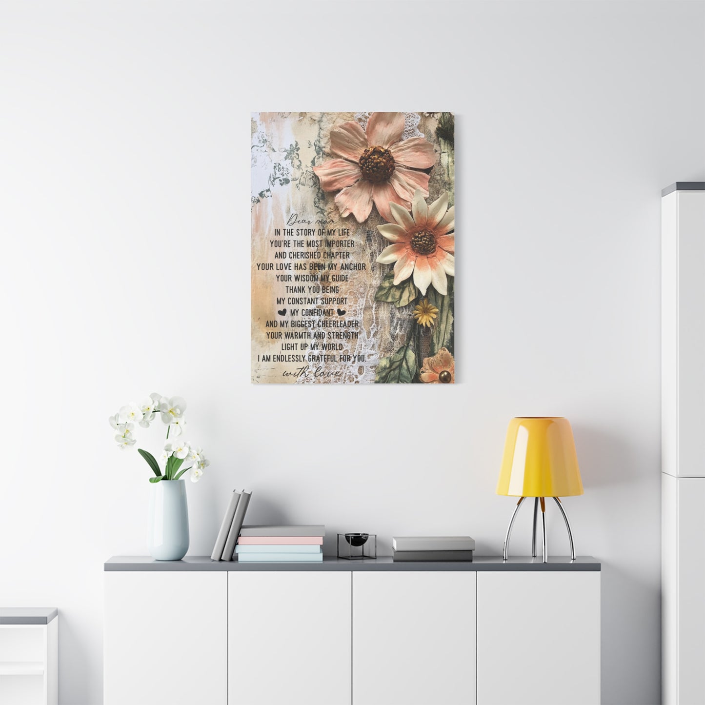 Floral Canvas Wall Art - Heartfelt Mom Appreciation Decor