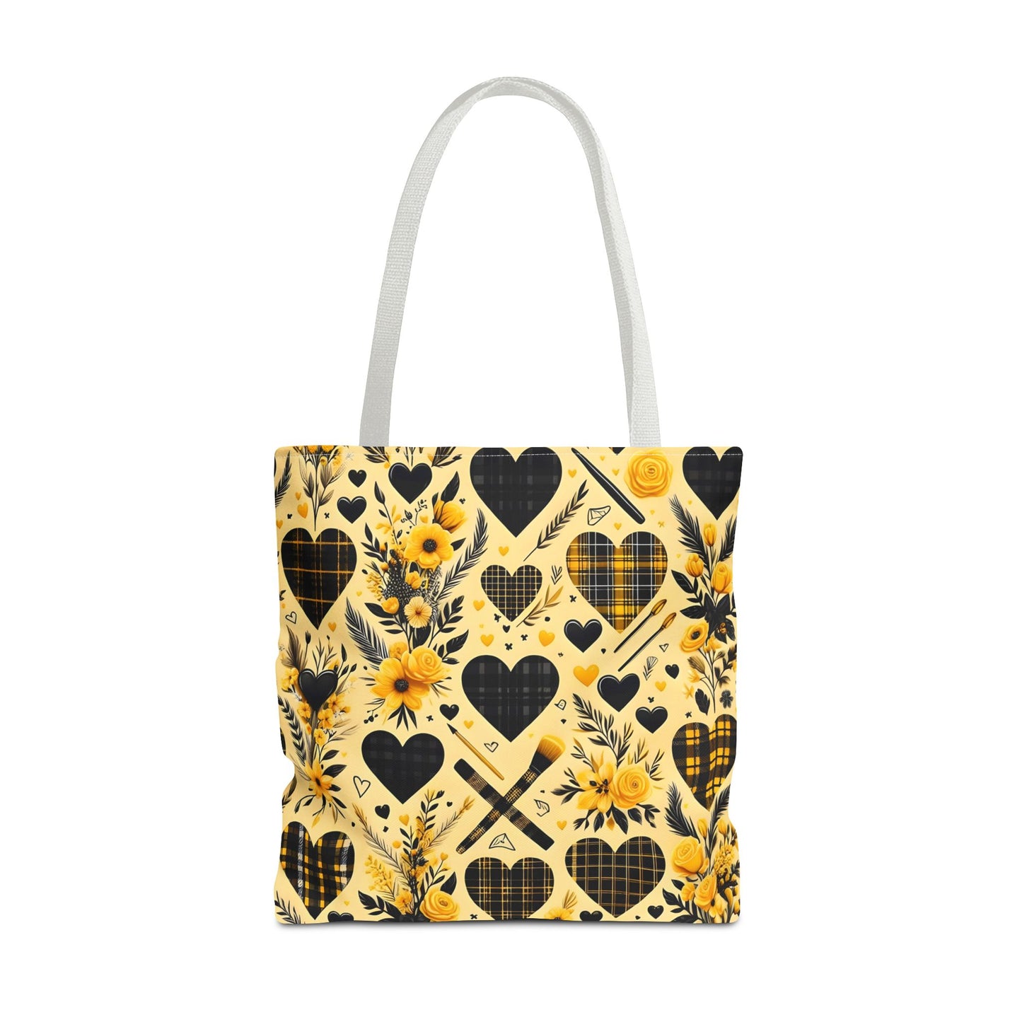 Plaid Floral With Hearts Love Tote Bag(AOP)