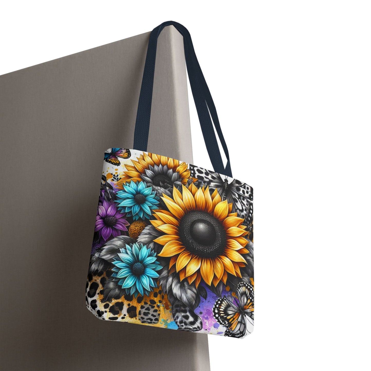Sunflower & Butterfly Tote Bag — Colorful Floral All-Over Print