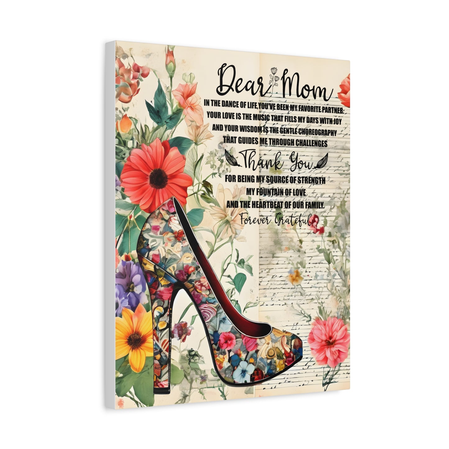 Inspirational Floral Canvas Wall Art for Mom - Perfect Gift for Mother's Day