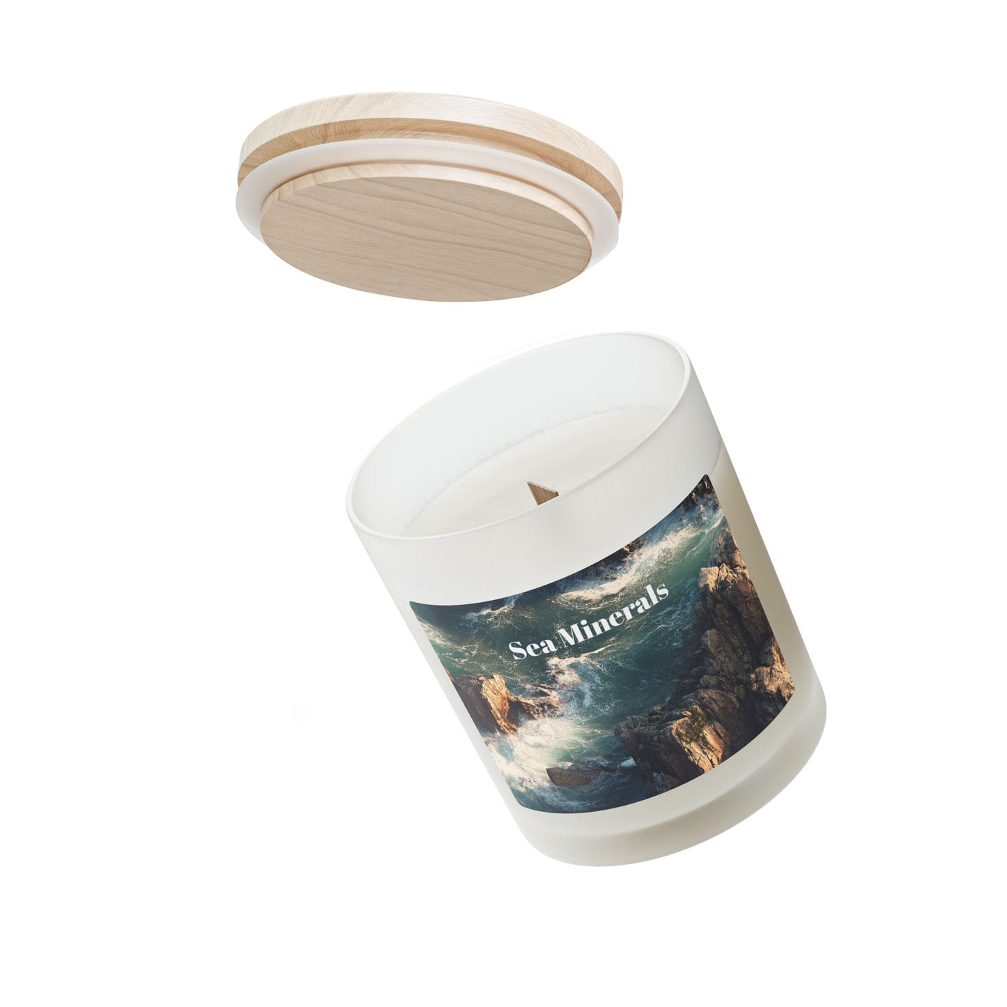Vanilla Frosted Glass Candle – 11oz Scented Soy Candle with Wooden Lid