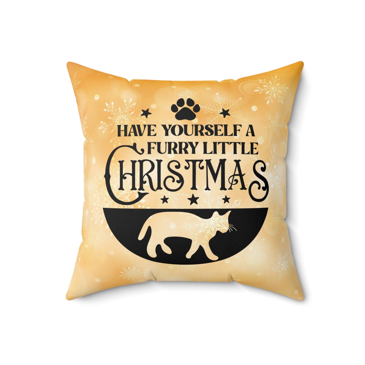 Pet Cat Christmas Theme Spun Polyester Square Pillow, Animal Lovers, CatLover's Christmas Decor, Christmas Quote Cat Accent for Home or Office