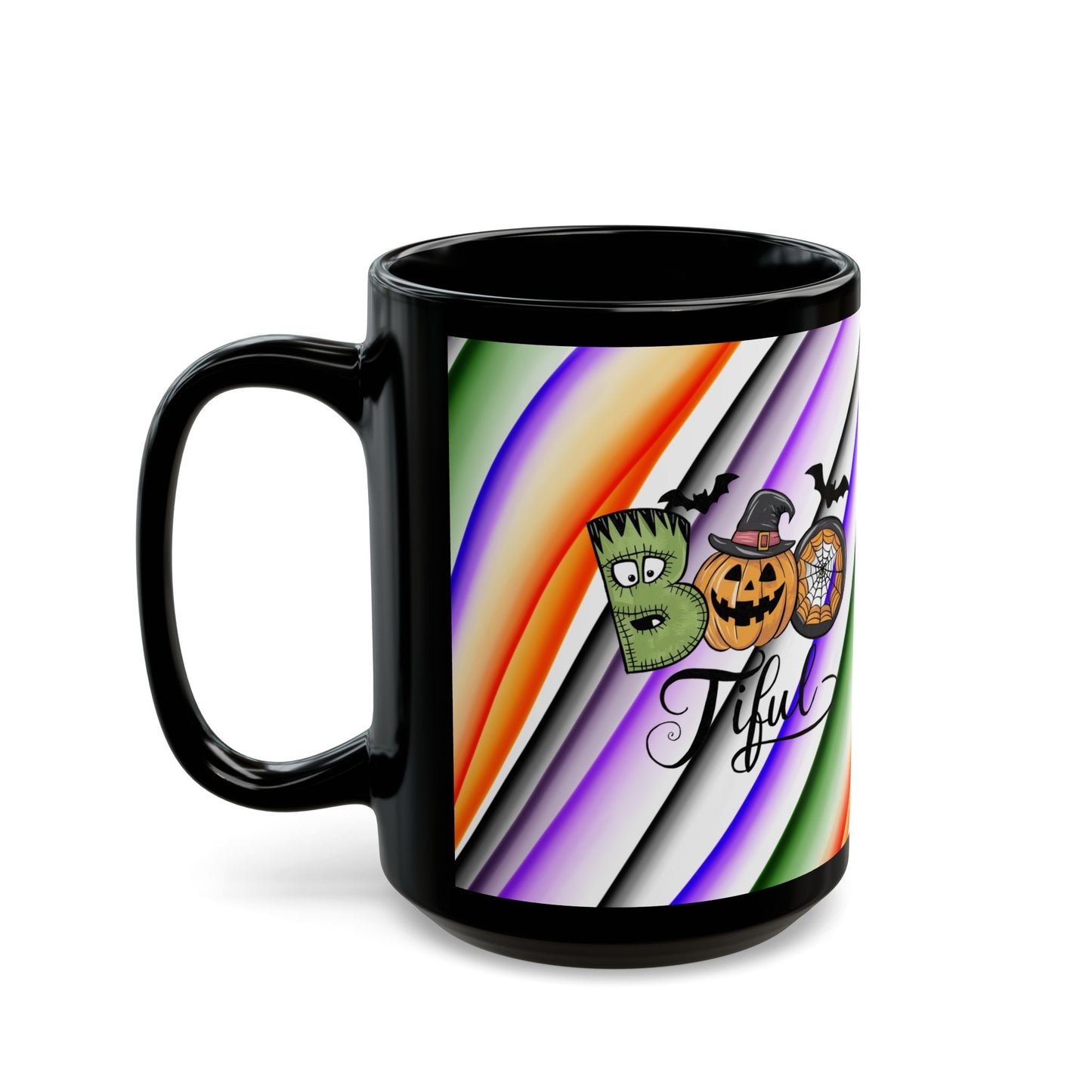 Halloween Theme Black Mug (11oz, 15oz), Cute Halloween Expression, Halloween Lovers, Coffee, Tea, Hot Chocolate Lovers, Great Gift Idea for Anyone