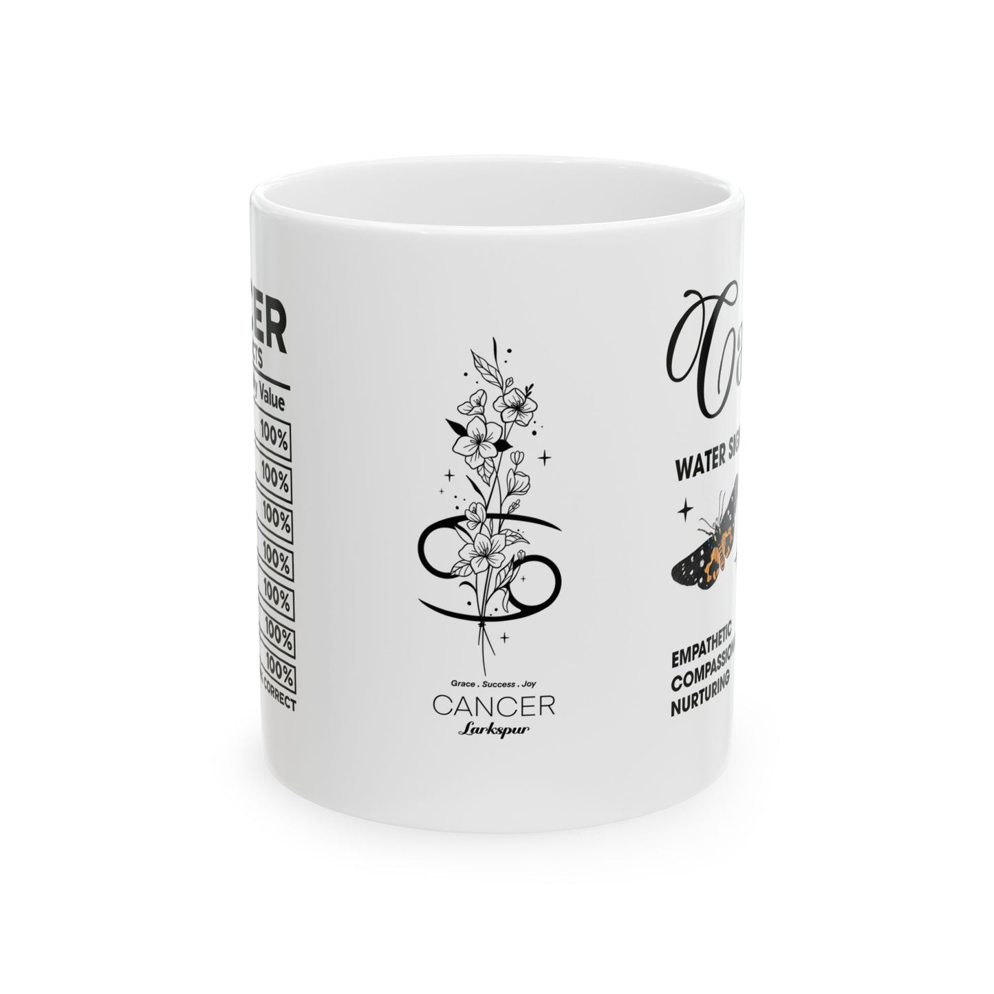 Cancer Zodiac Ceramic Mug – Empowering Design for Zodiac Lovers