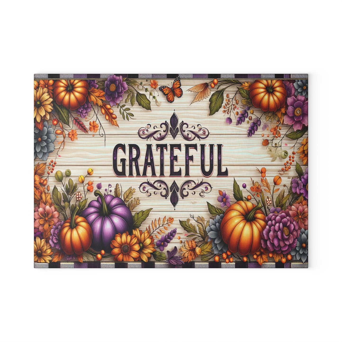 Thanksgiving Grateful Glass Cutting Board