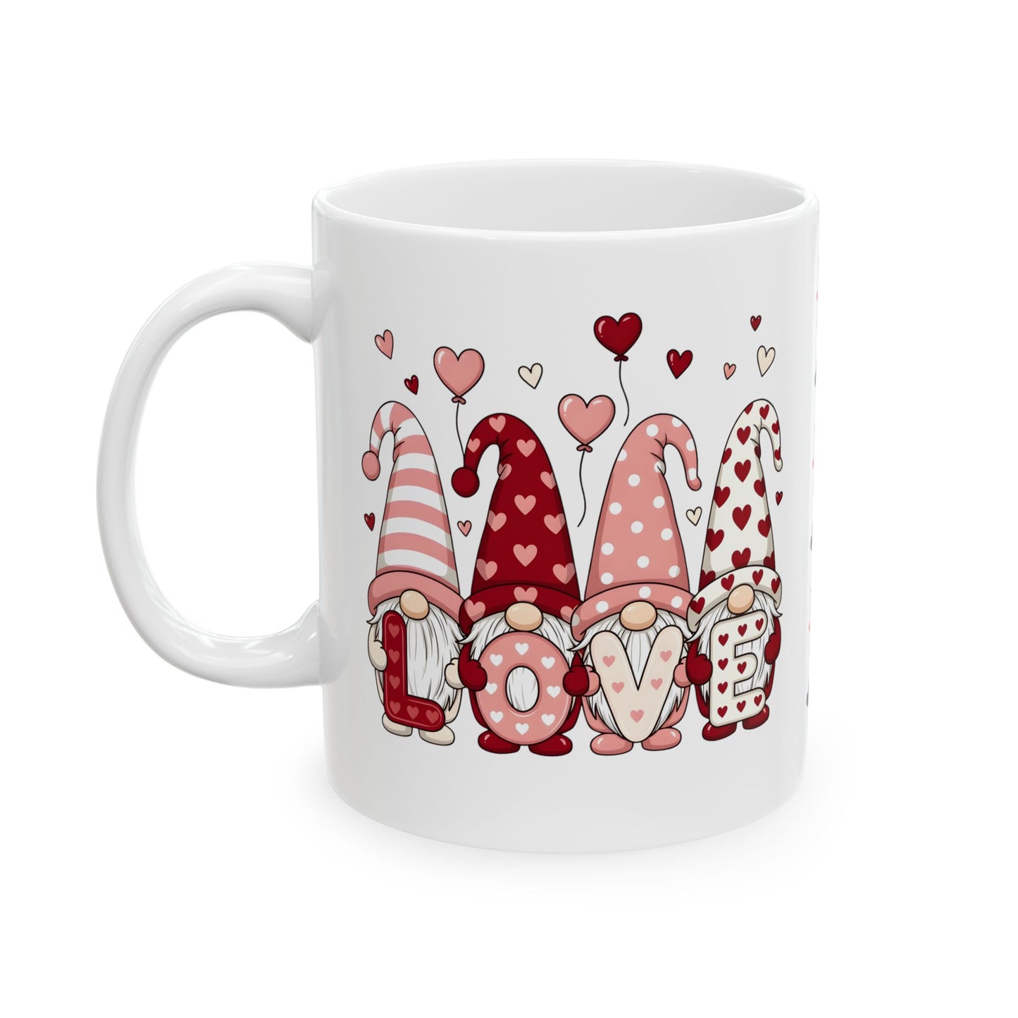 Valentine Gnome Mug (11oz, 15oz) — XOXO Heart Coffee Cup