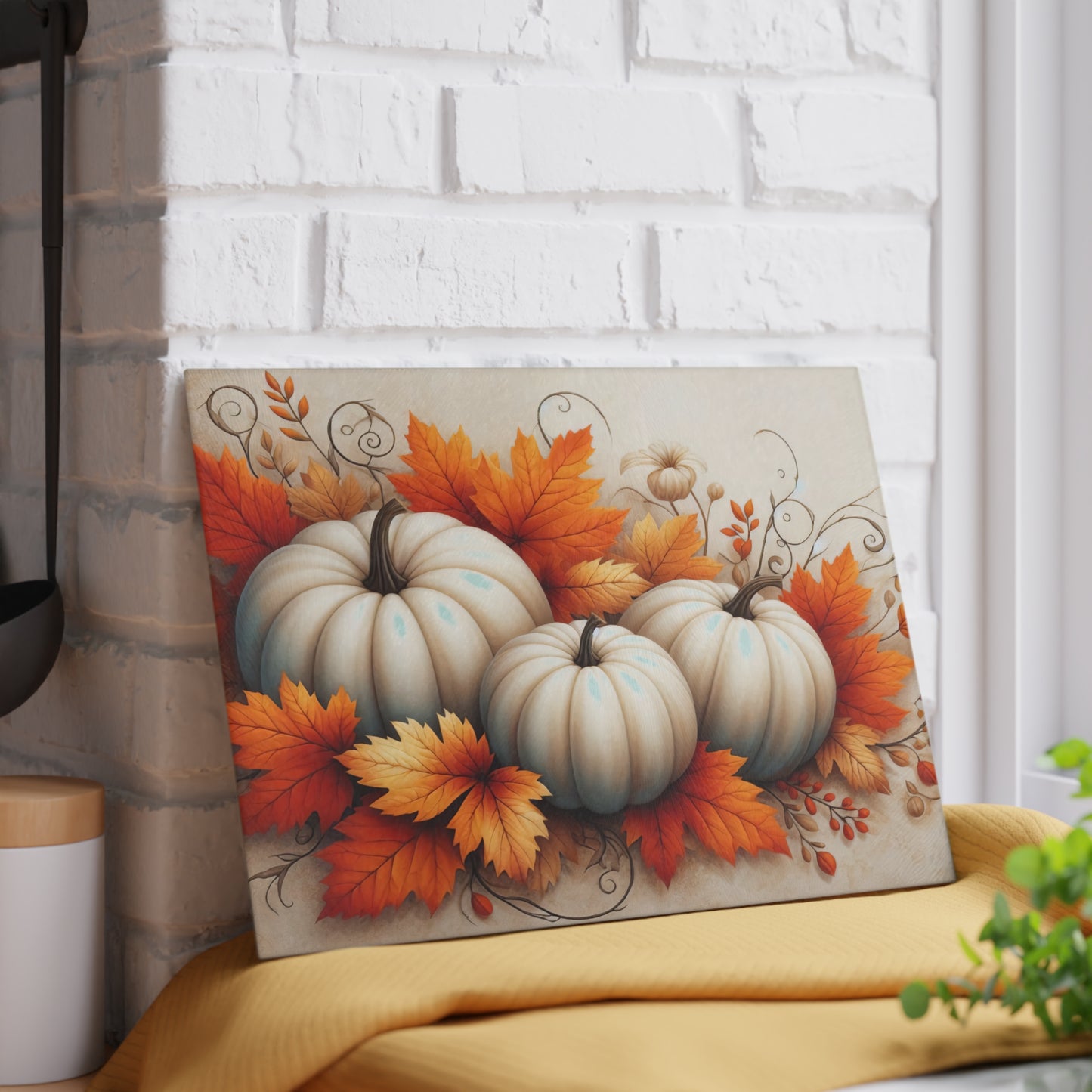 Autumn Pumpkin Glass Cutting Board