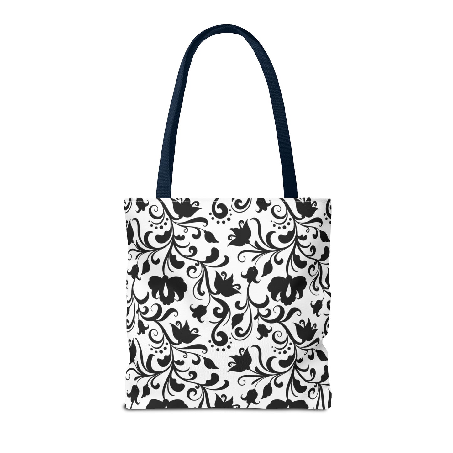 Black and White Floral Tote Bag - Stylish AOP Fashion Everyday Gift