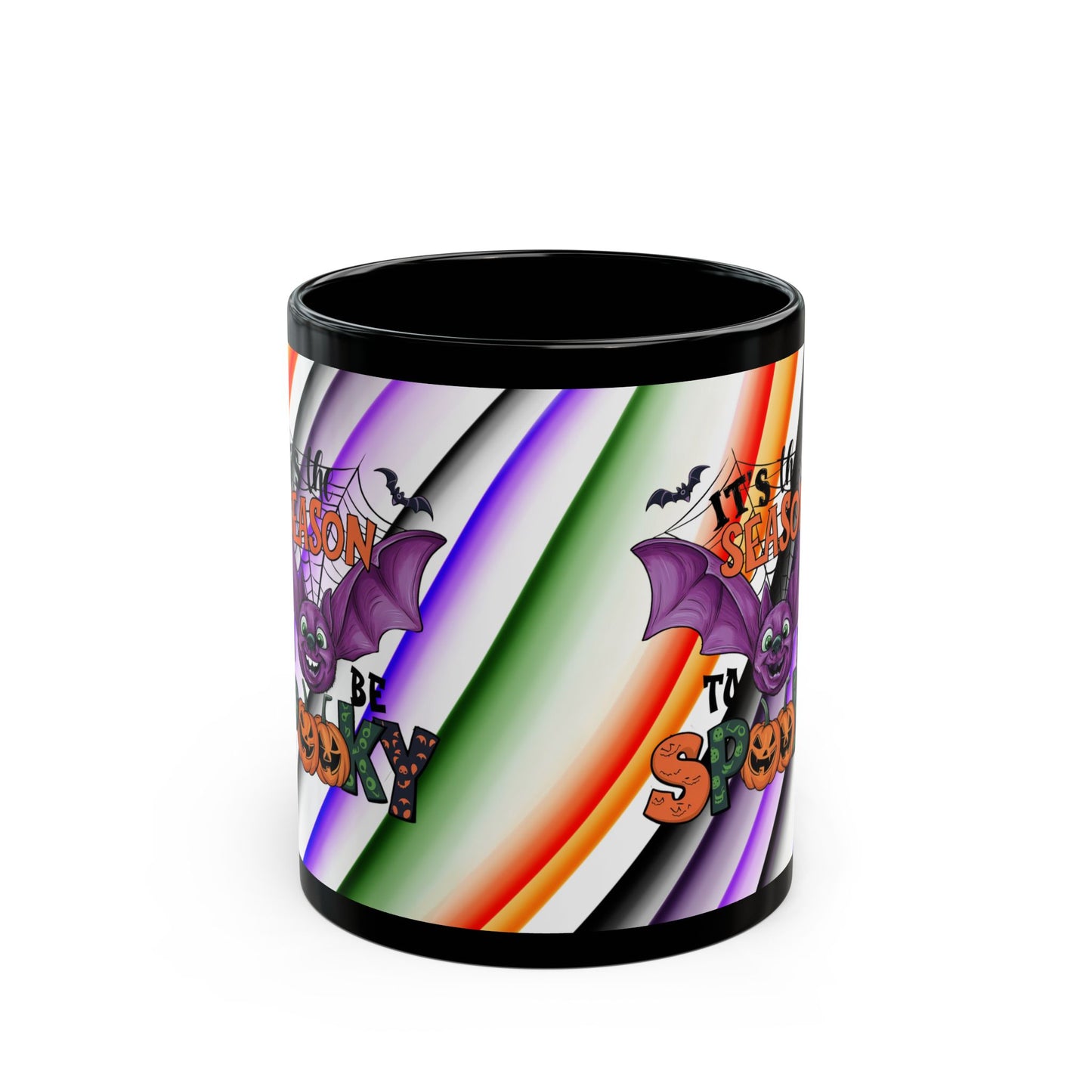 Halloween Theme Black Mug (11oz, 15oz), Cute Halloween Expession, Halloween Lovers, Coffee, Tea, Hot Chocolate Lovers, Festive Gift Idea