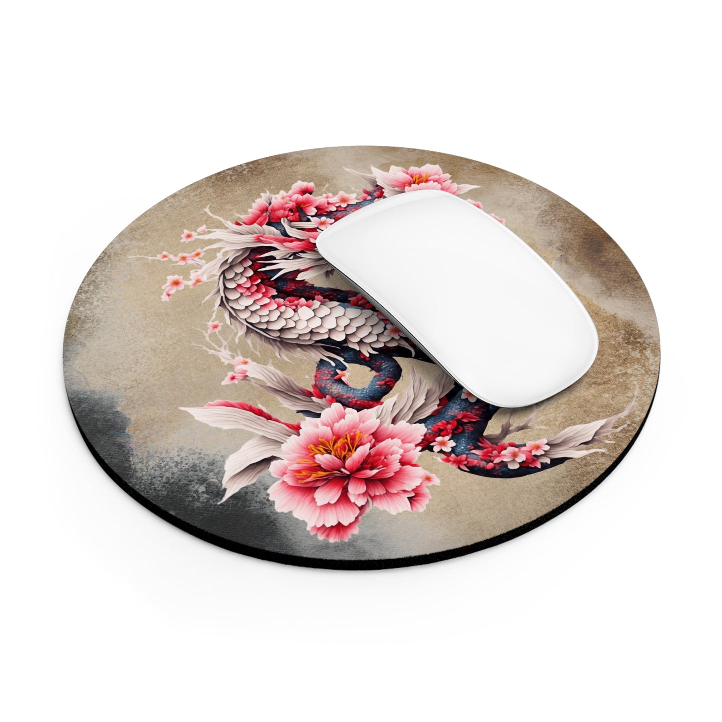 Dragon Floral Art Desk Mouse Pad - Unique Desk Accessory for Home Office