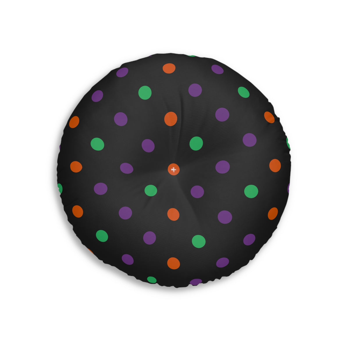 Halloween Round Tufted Floor Pillow — "Trick or Treat, Smell My Feet" Green Monster Feet Halloween Design