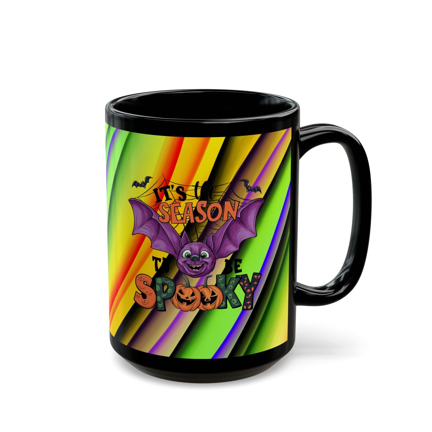 Halloween Theme Black Mug (11oz, 15oz), Cute Halloween Expression, Halloween Lovers, Coffee, Tea, Hot Chocolate Lovers Gift Idea