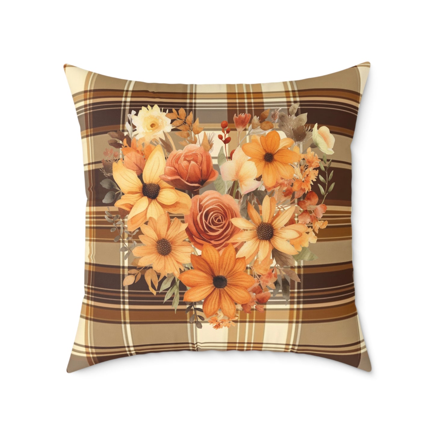 Fall Decor Square Poly Canvas Pillow, Beautiful Two-Sided Fall Decor Pillow for Home or Office, Stylish Fall Accent for Any Room