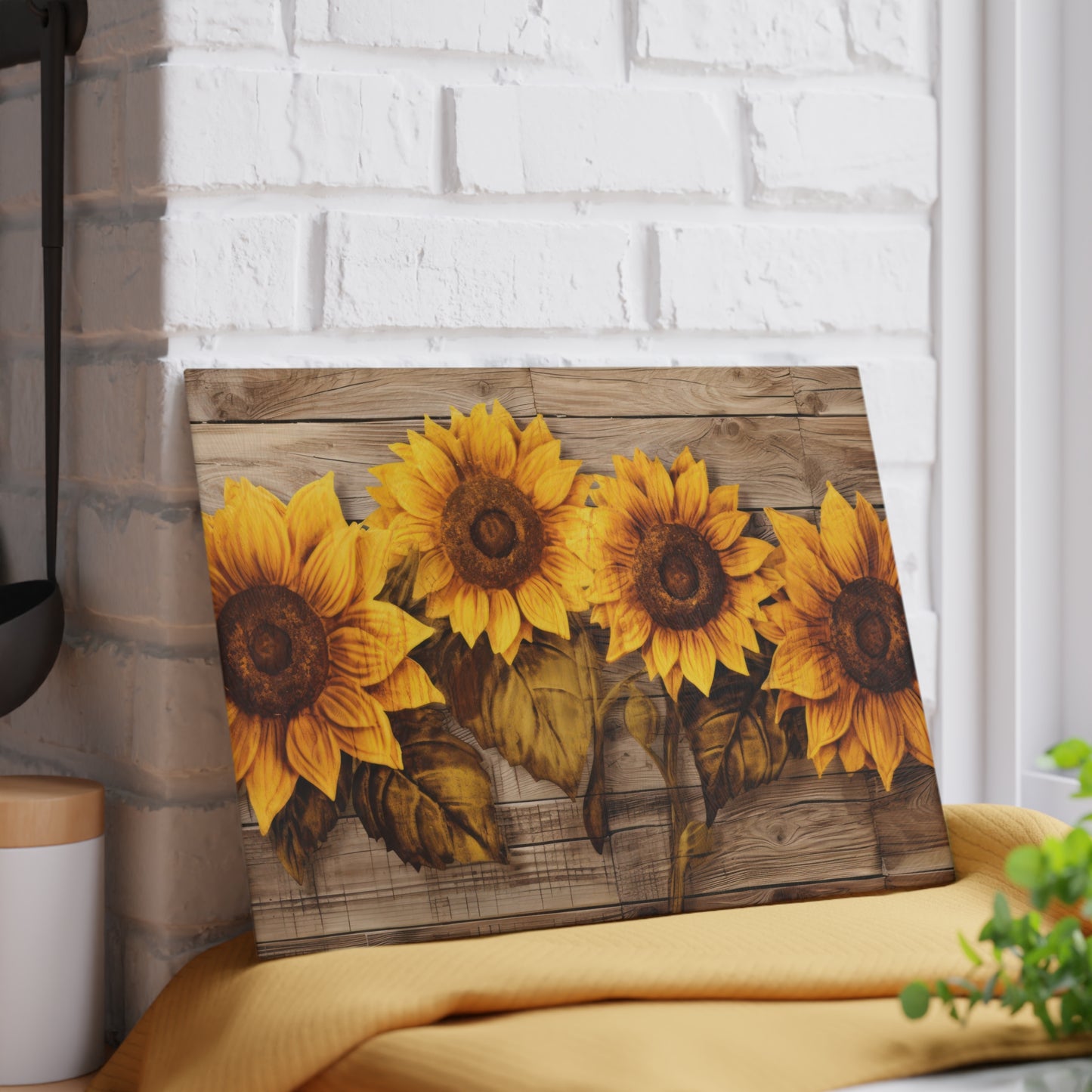 Sunflower Glass Cutting Board - Rustic Charm Kitchen Decor