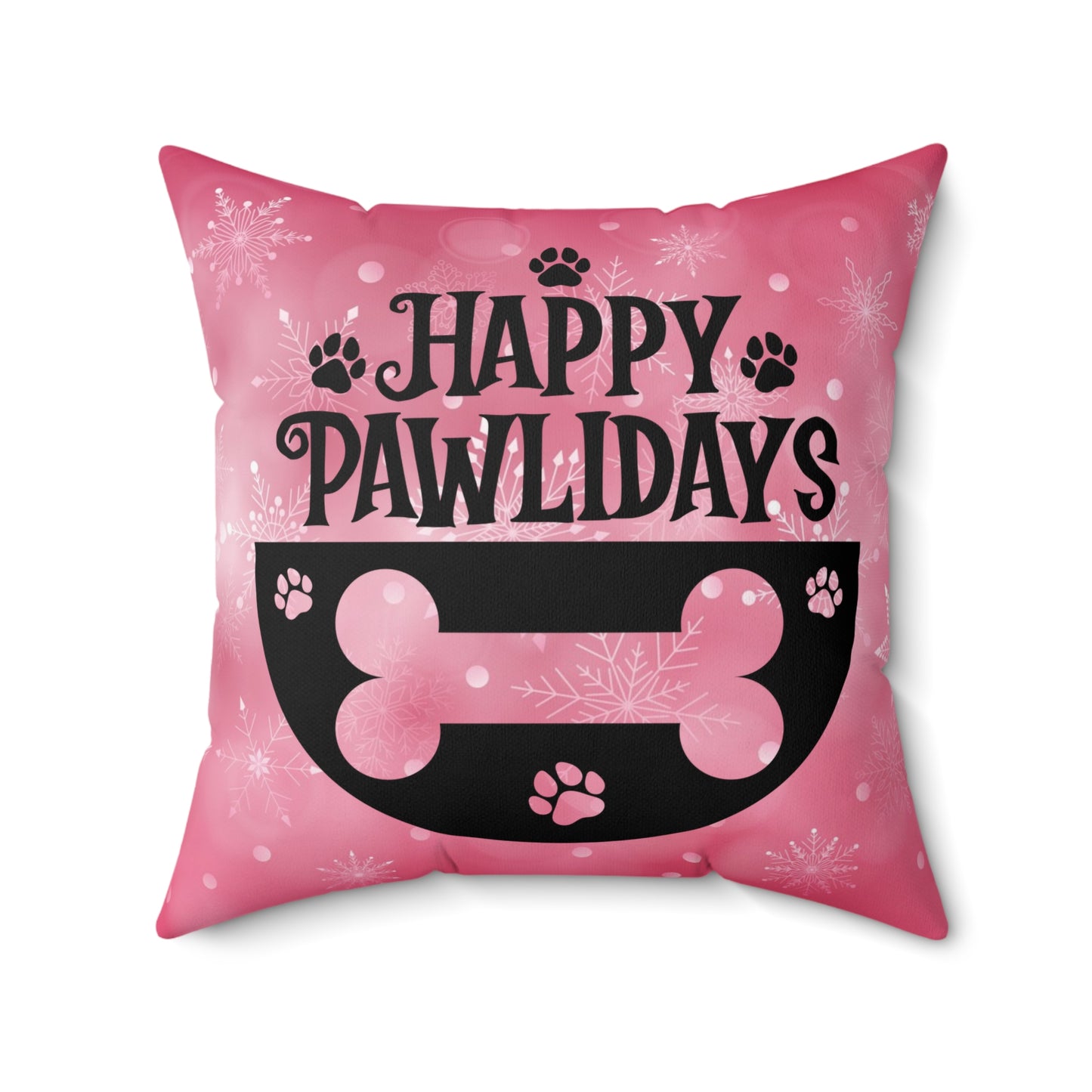 Pet Dog Holiday Theme Spun Polyester Square Pillow, Animal Lovers, Pet Dog Lover's Holiday Decor, Pet Holiday Quote, Decor for Home or Office