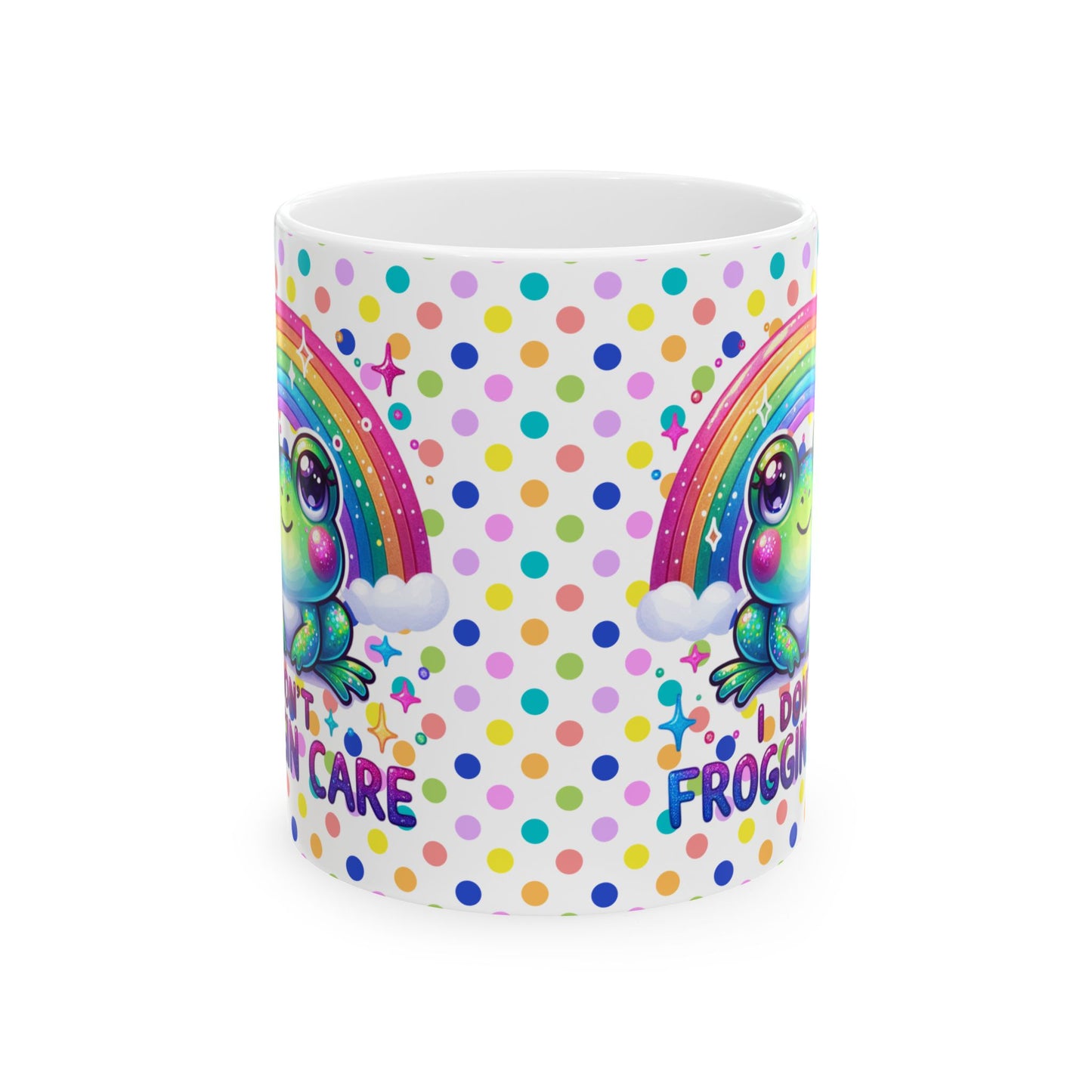 Whimsical Frog Ceramic Mug | Rainbow Polka Dot Design | Fun Gift Idea, Colorful Coffee Cup, Cute Home Decor,