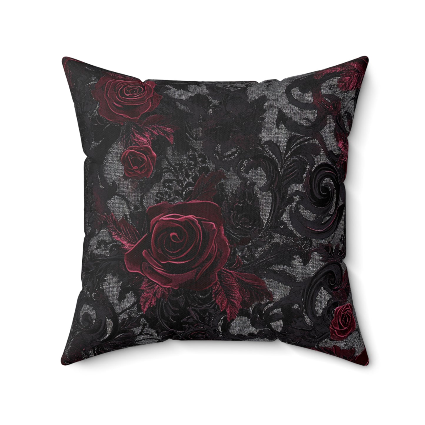 Gothic Rose Decorative Pillow - Black Floral Vintage Home Decor Gift