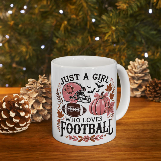Football Theme For Her Ceramic Mug, (11oz, 15oz), Cute Football Quote for Her, Coffee, Tea, Hot Chocolate Lovers, Football Lovers, Great Gift Idea for Her