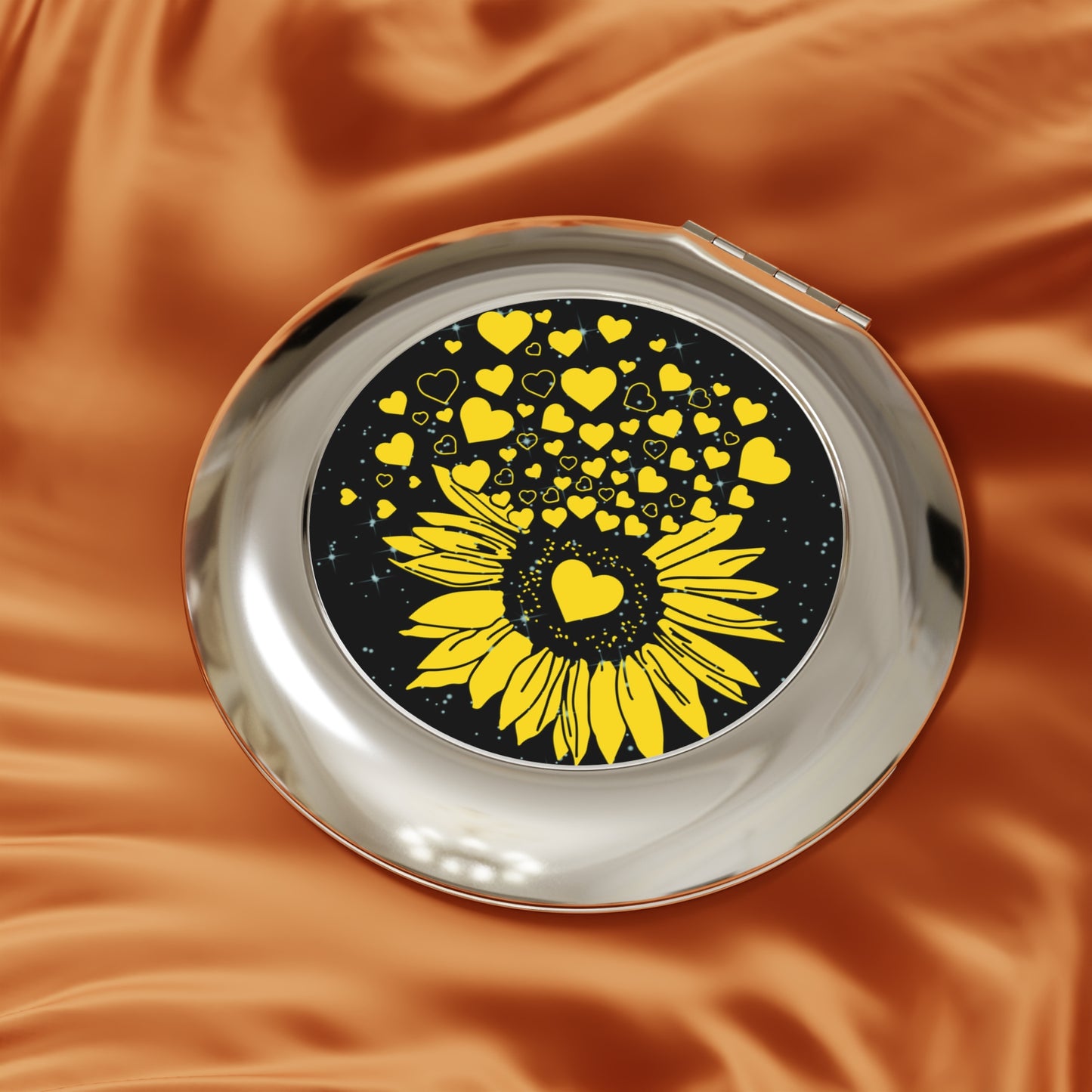 Sunflower Love Compact Travel Mirror - Cute Floral Design for On-the-Go