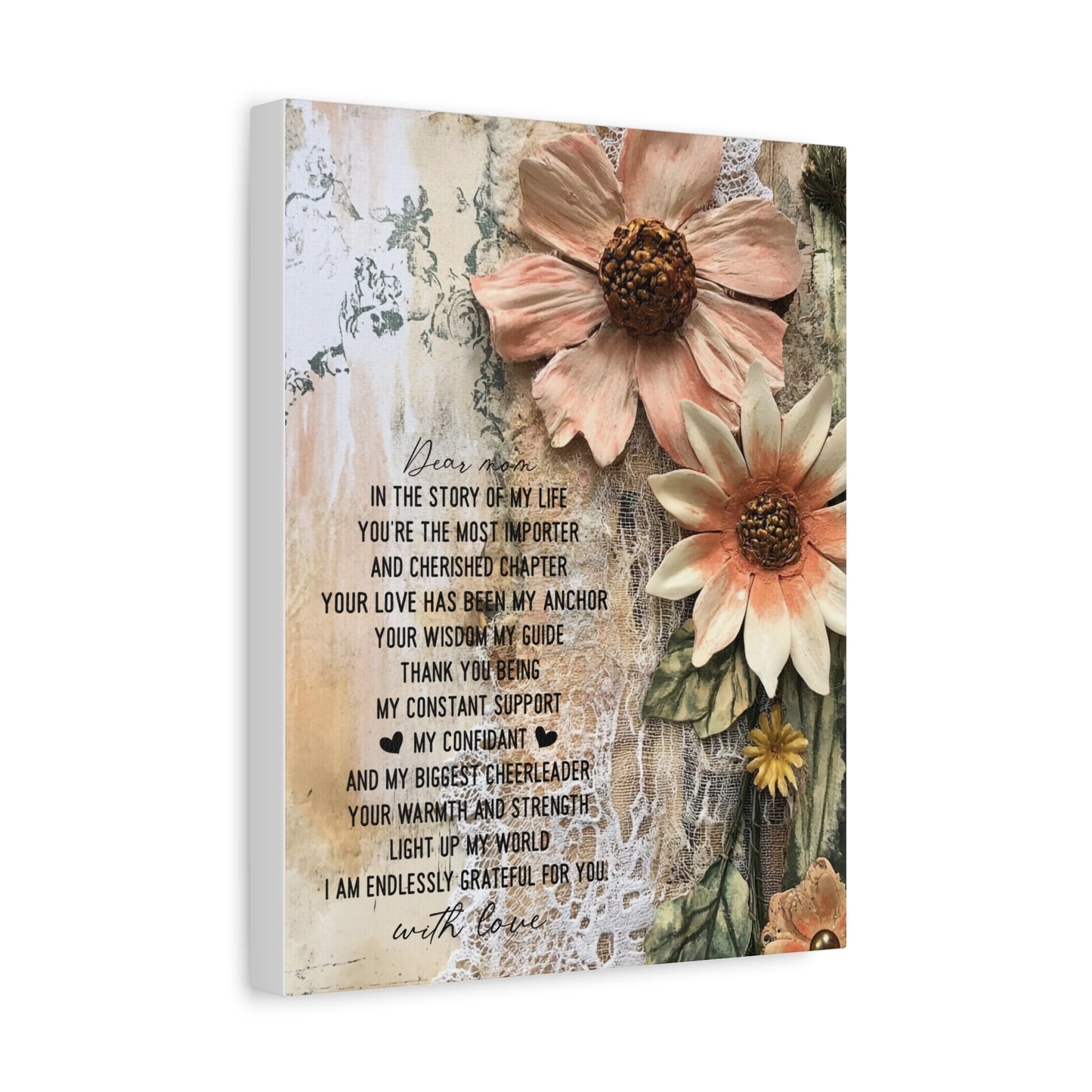 Floral Canvas Wall Art - Heartfelt Mom Appreciation Decor