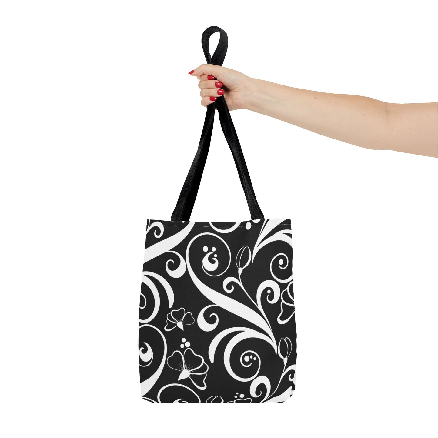 Fashionable Black and White Pattern Tote Bag (AOP), Stylish, Great Gift Idea for Birthdays, Holidays, Any Occasion for Anyone