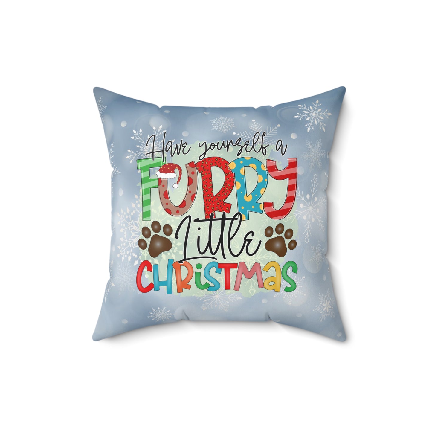 Christmas Theme Decorative Spun Polyester Square Pillow, Animal Lovers, Pet Lovers Holiday Pillow Decor, Accent for Any Room for the Holidays