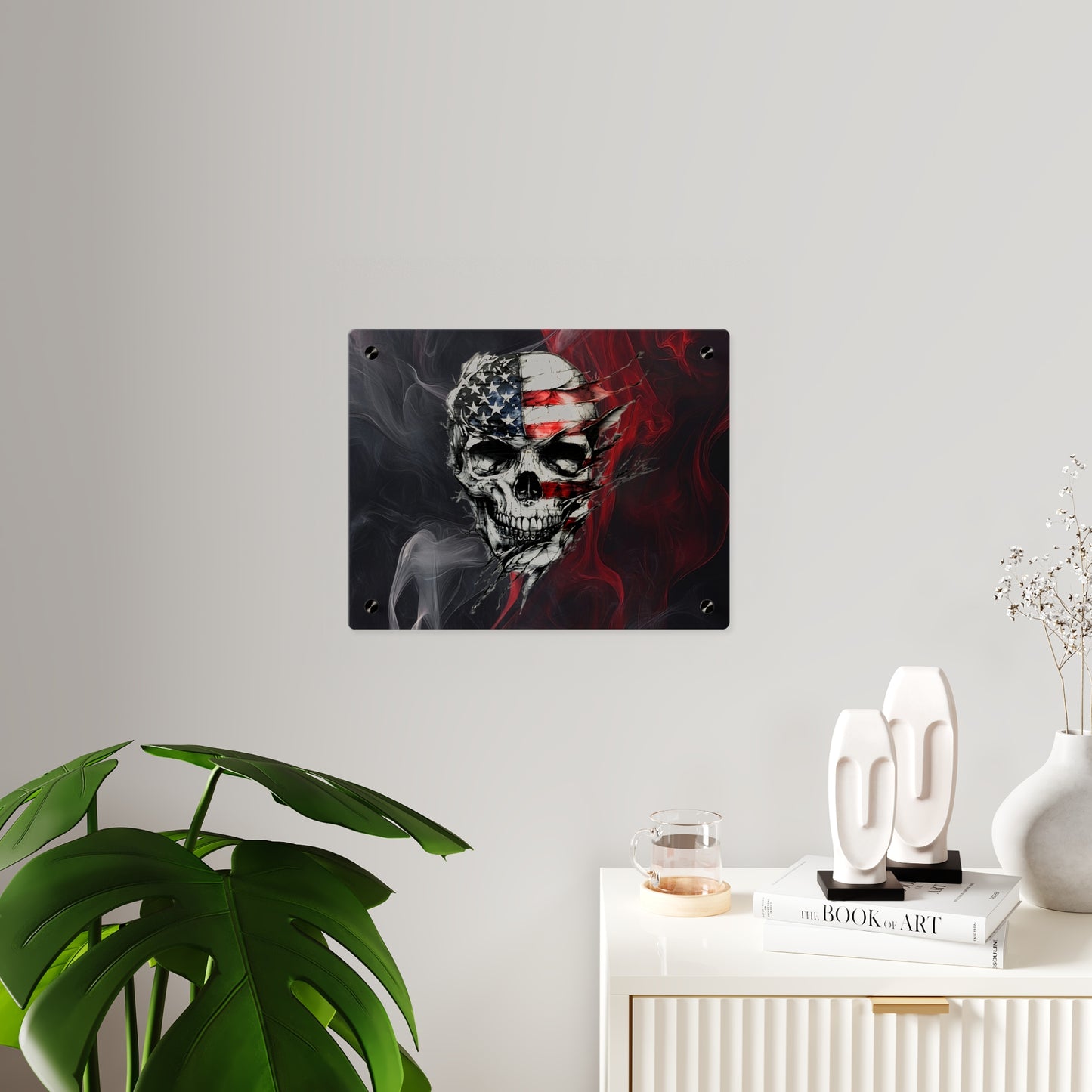 American Skull Acrylic Wall Art Panels - Edgy Decor for Rebels & Patriotic Souls