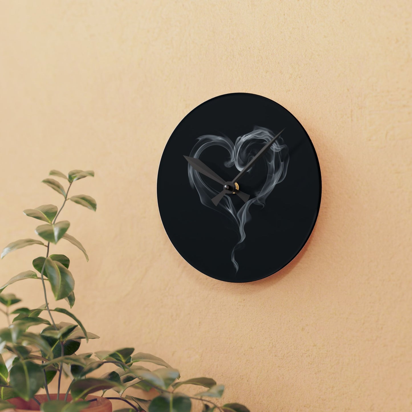 Gothic Smoky Heart Wall Clock - Dark Romance Home Office Decor