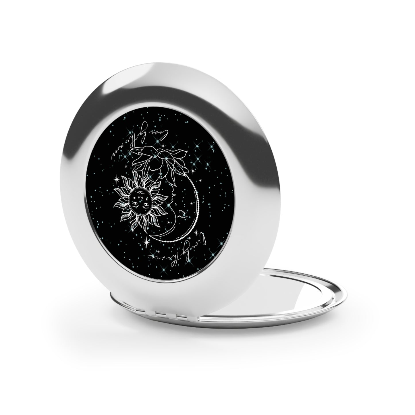Celestial Compact Travel Mirror - Inspiring Self-Care Accessory