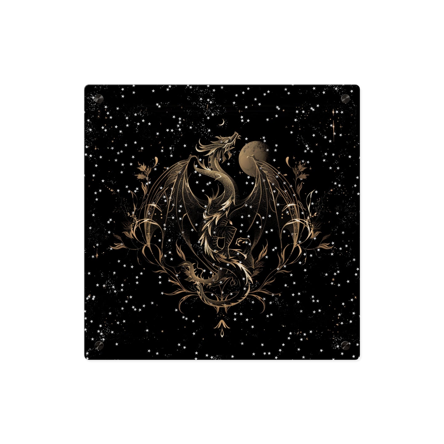 Sleek Dragon Acrylic Wall Art Panel - Celestial Decor for Fantasy Lovers