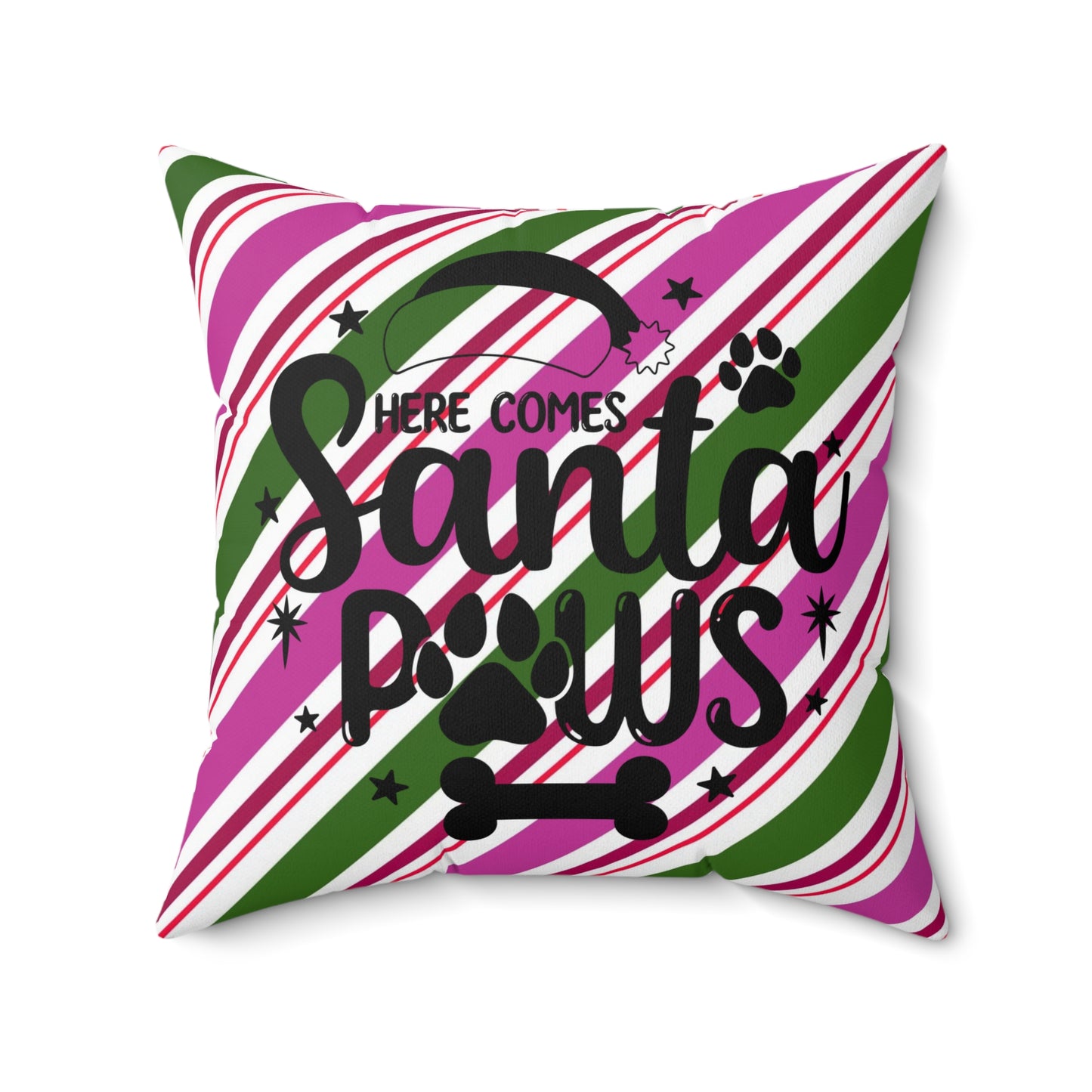 Christmas Dog Theme Spun Polyester Square Pillow, Cute Dog Christmas Quote, Pet Dog Lover's Holiday Pillow Decor, Accent for Any Room