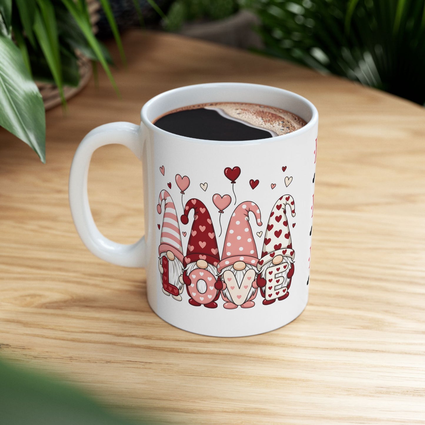 Valentine Gnome Mug (11oz, 15oz) — XOXO Heart Coffee Cup