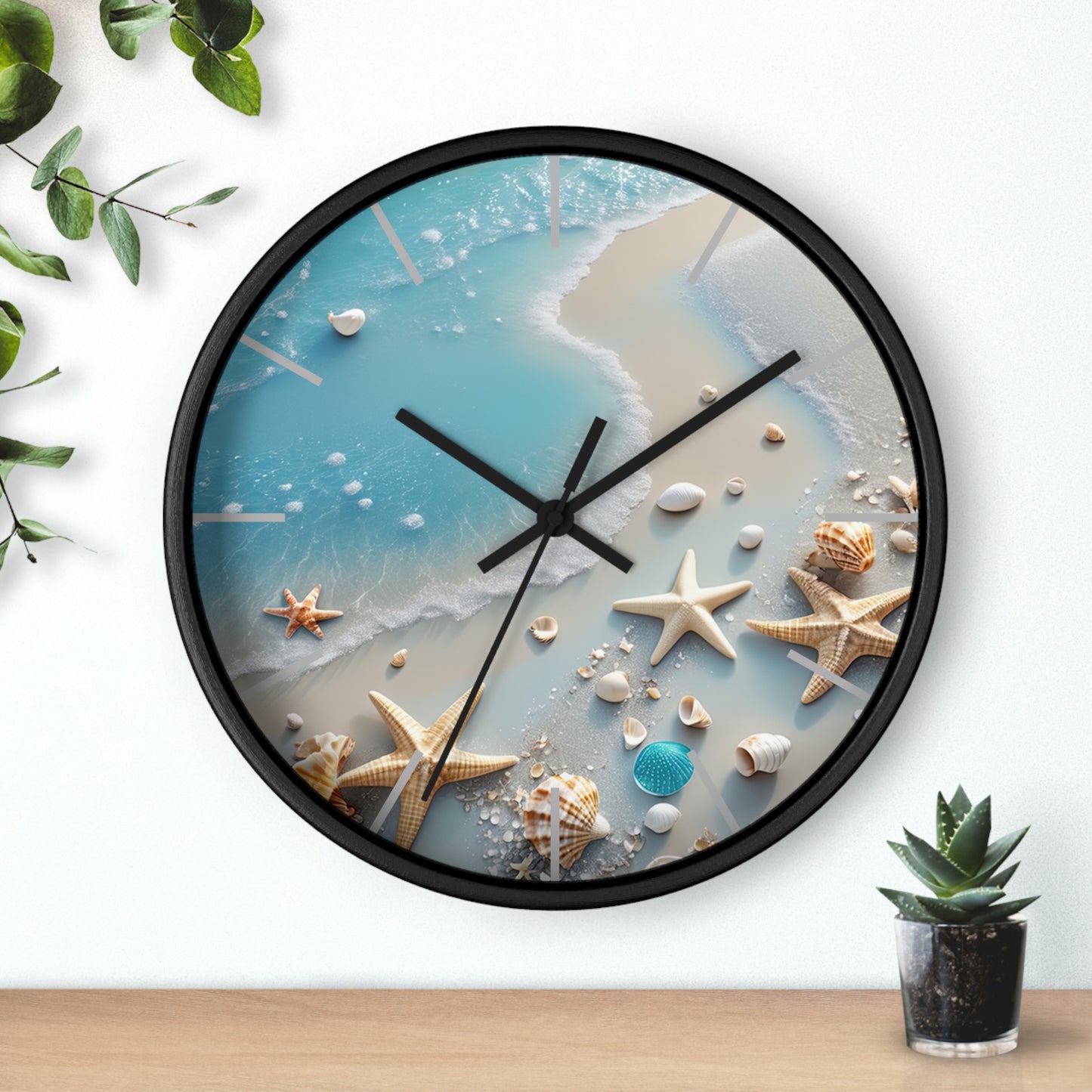 Coastal Serenity Wall Clock - Beach Inspired Home Decor with Seashells