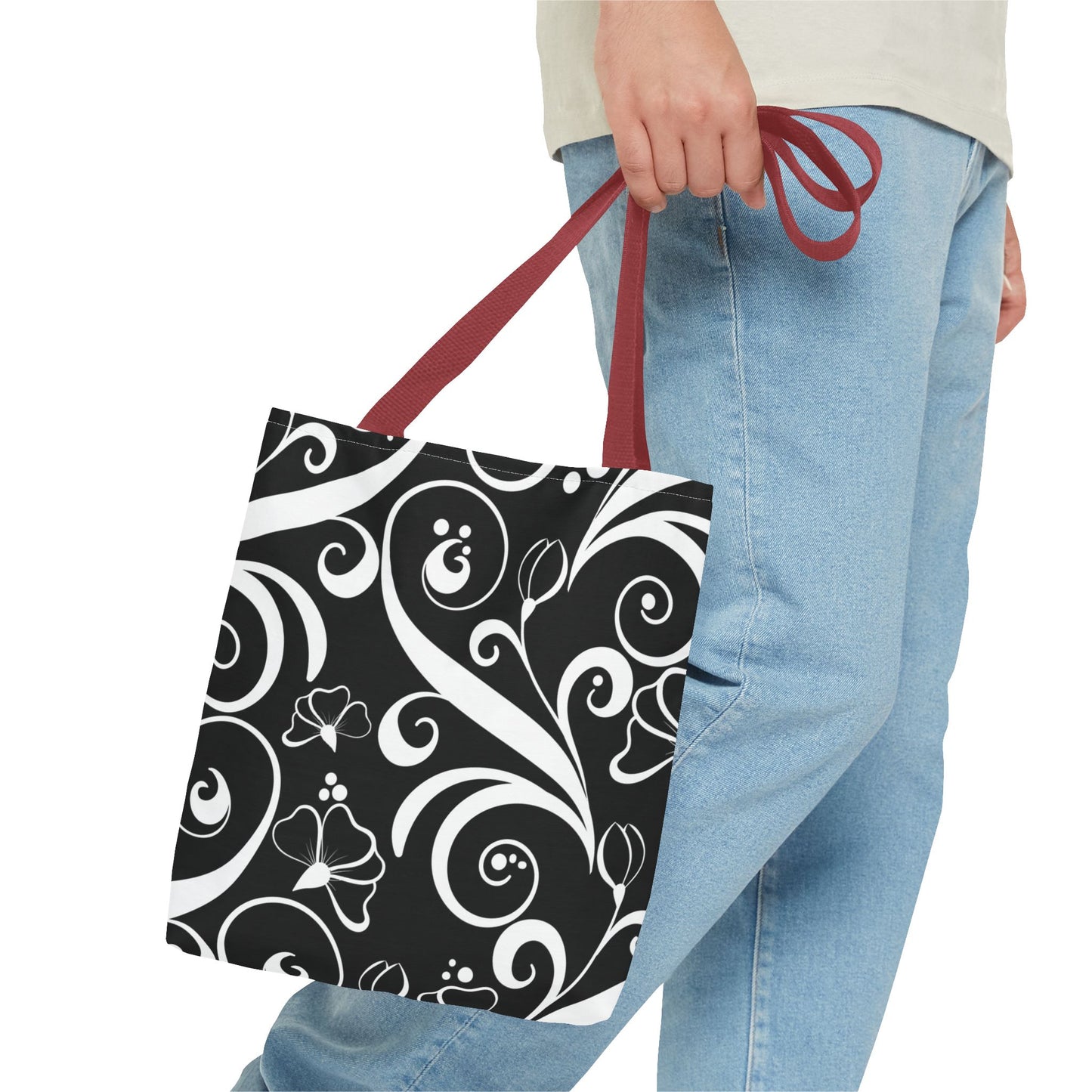 Fashionable Black and White Pattern Tote Bag (AOP), Stylish, Great Gift Idea for Birthdays, Holidays, Any Occasion for Anyone