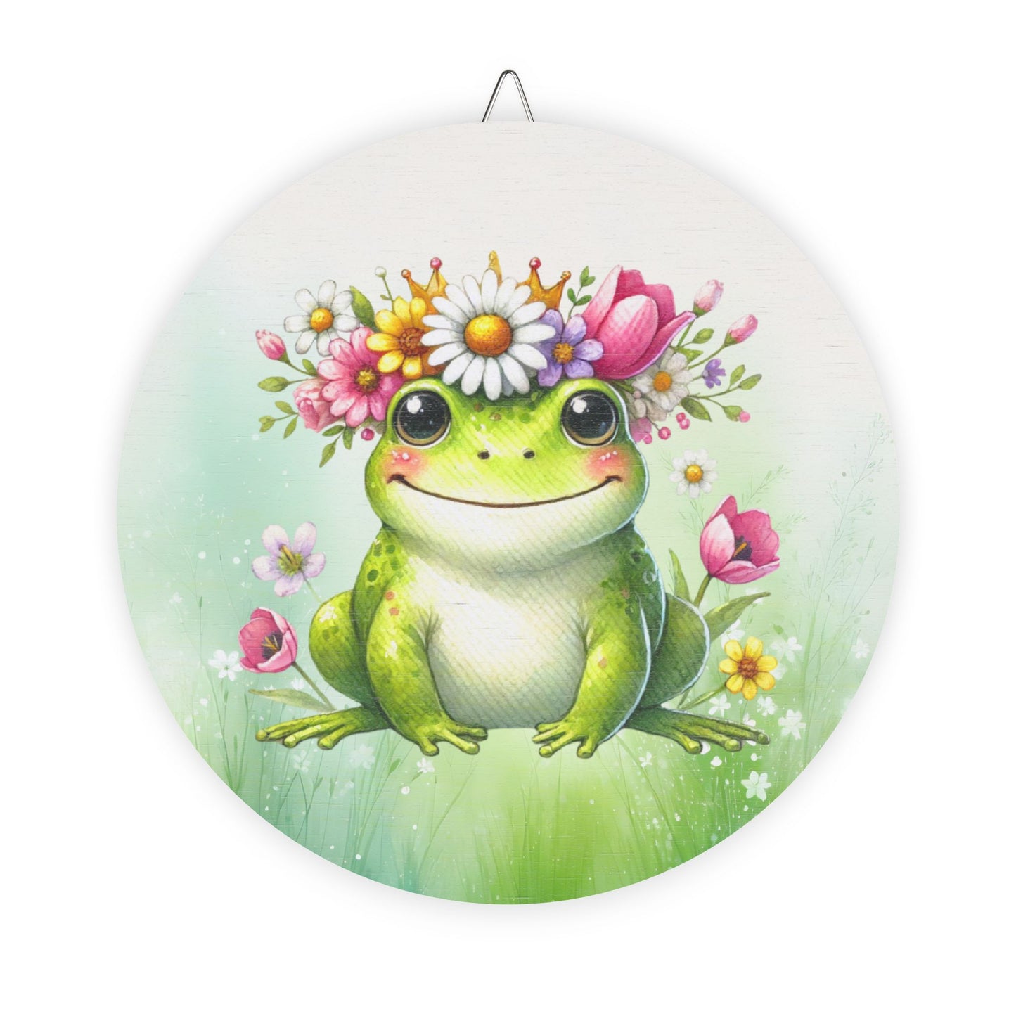 Rustic Charm Whimsical Frog Floral Print Wood Sign - Rustic Charm Decor