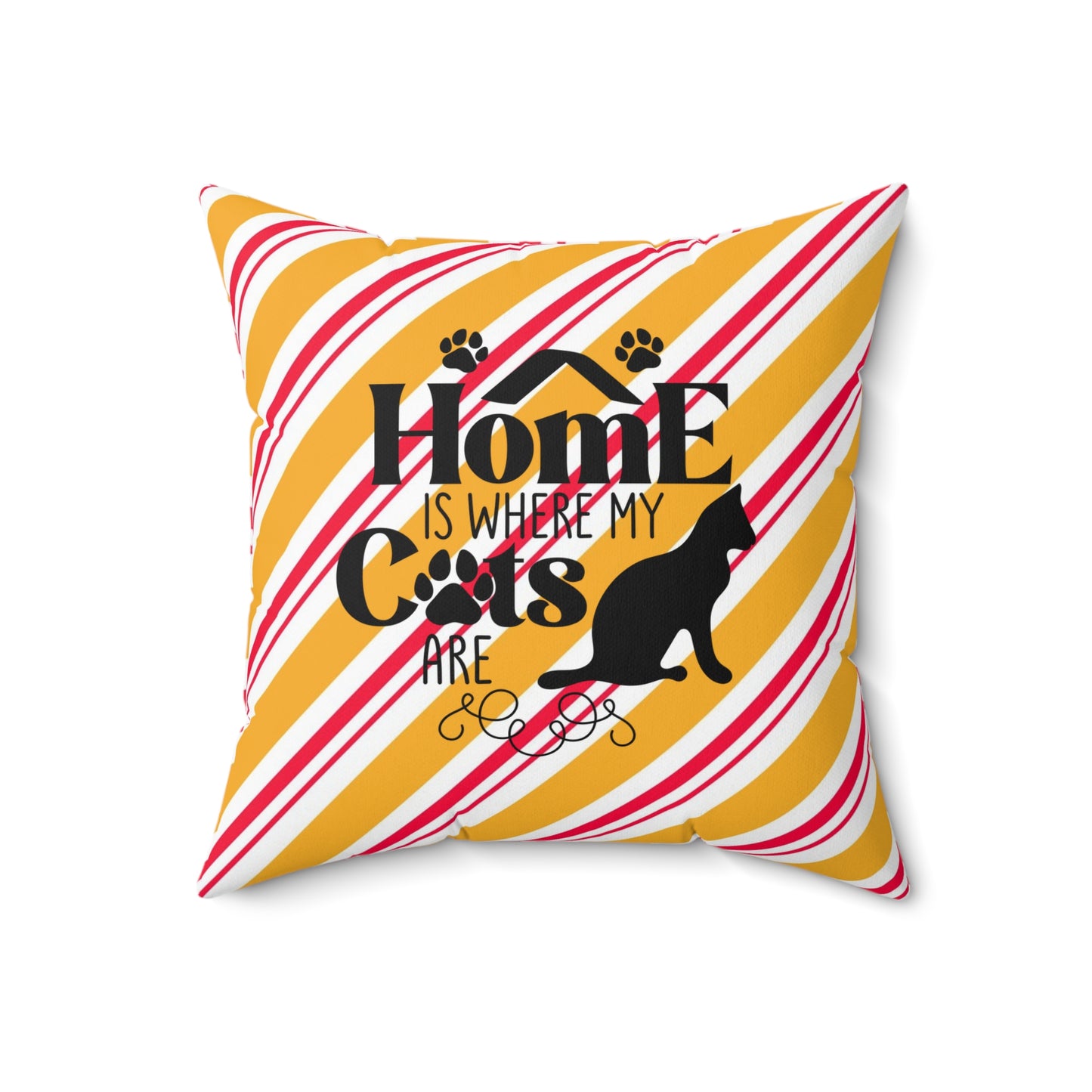 Festive Holiday Pillow Decor for Anyone, Cat Lover's Holiday Room Accent, Decorative Holiday Spun Polyester Square Pillow