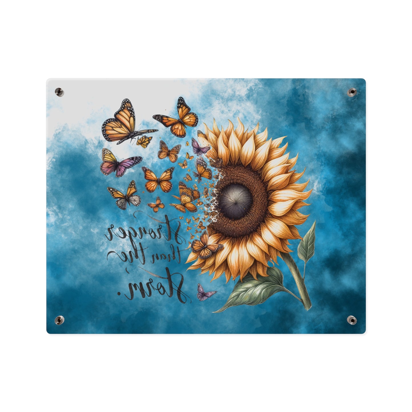 Inspirational Sunflower Acrylic Wall Art Panel - "Stronger Than The Storm"