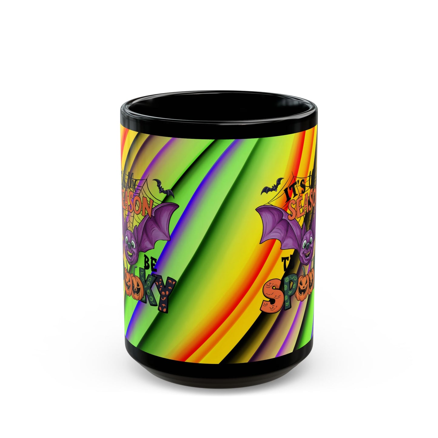 Halloween Theme Black Mug (11oz, 15oz), Cute Halloween Expression, Halloween Lovers, Coffee, Tea, Hot Chocolate Lovers Gift Idea