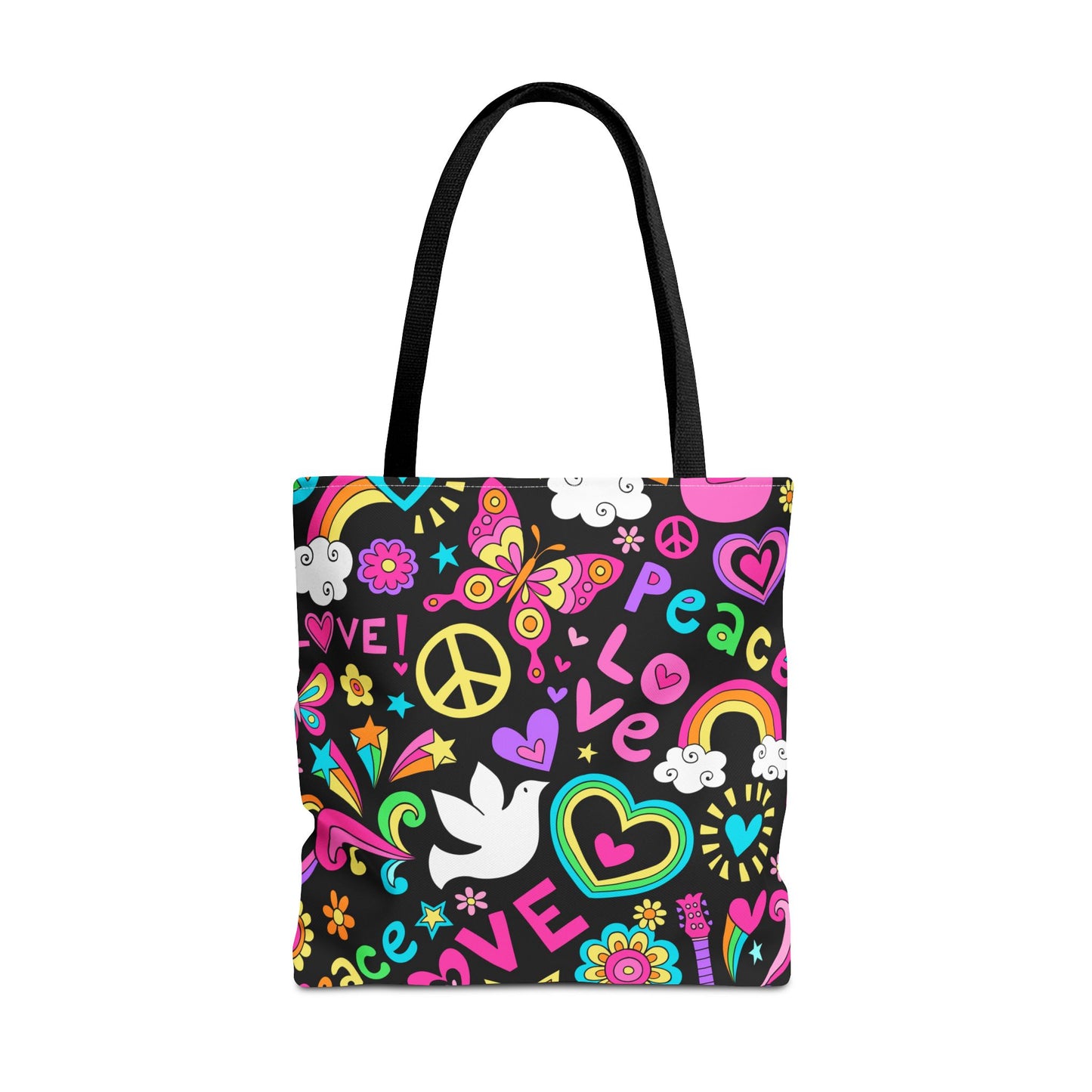 Fashionable Tote Bag (AOP), Stylish, Peace Lovers, Hippie Theme, Great Gift Idea for Birthdays, Holidays or Any Occasion for Anyone