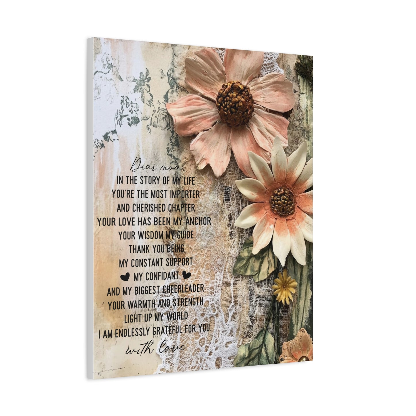 Floral Canvas Wall Art - Heartfelt Mom Appreciation Decor