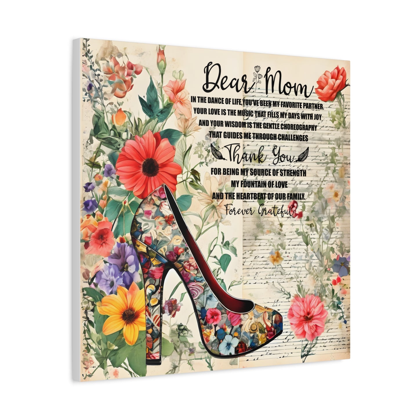 Inspirational Floral Canvas Wall Art for Mom - Perfect Gift for Mother's Day