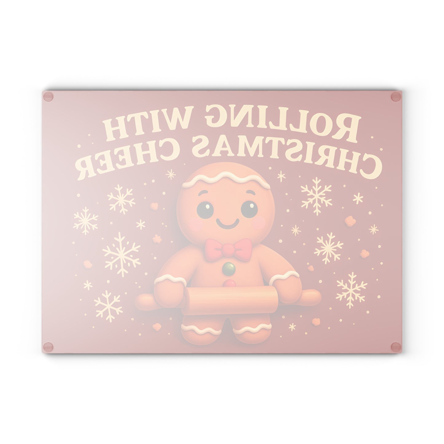 Gingerbread Christmas Glass Cutting Board - Rolling With Cheer