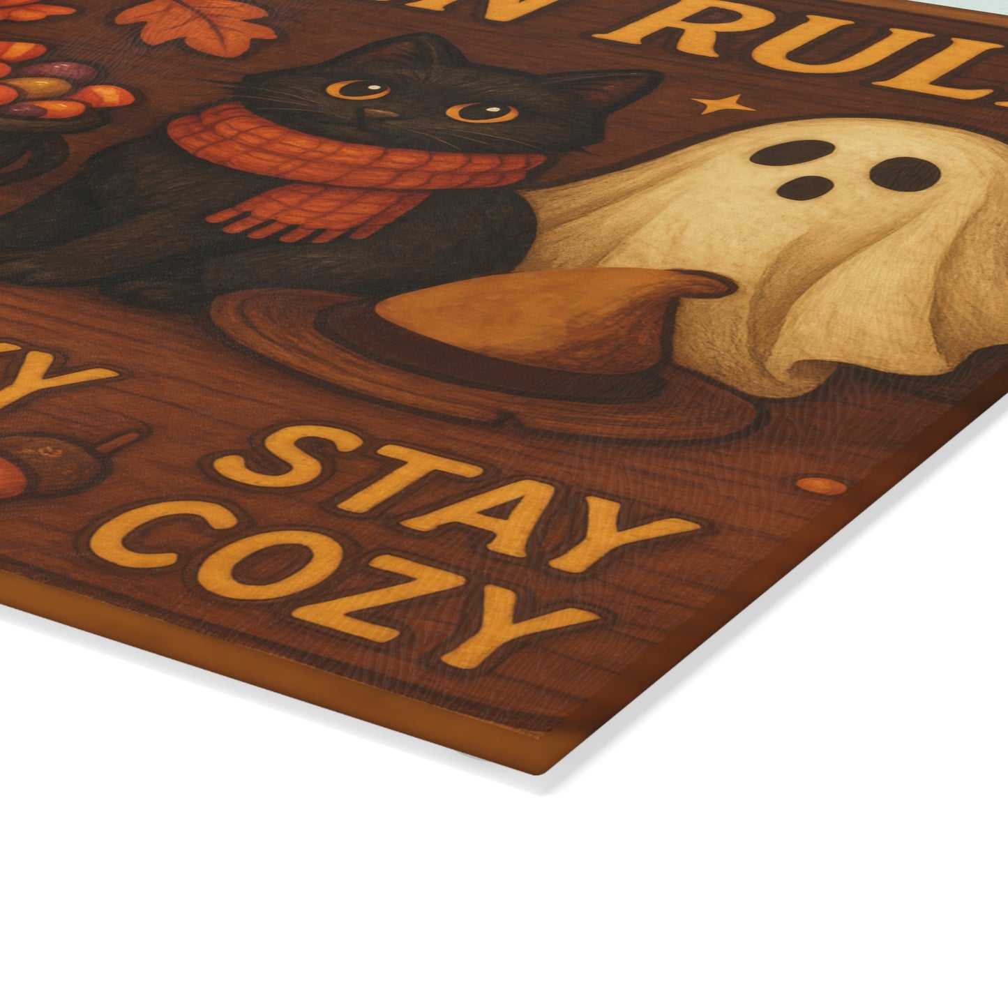 Halloween Rules Glass Cutting Board - Be Sweet, Be Spooky, Stay Cozy