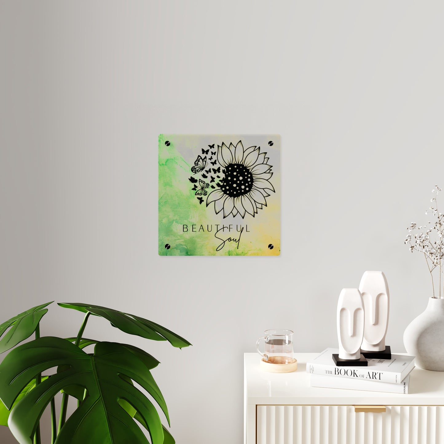 Beautiful Soul Acrylic Wall Art Panel with Sunflower Design