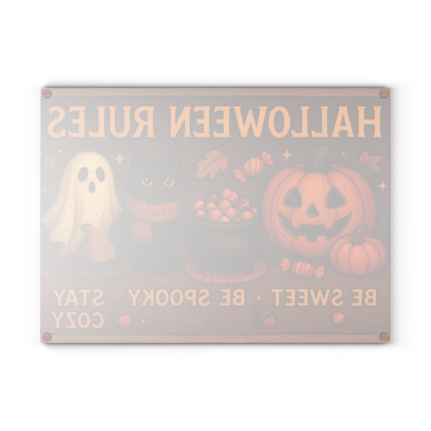 Halloween Rules Glass Cutting Board - Be Sweet, Be Spooky, Stay Cozy
