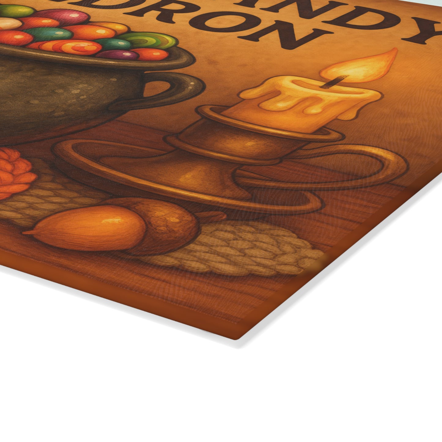 Witch's Candy Cauldron Glass Cutting Board